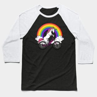 Unicorn Riding Bike Baseball T-Shirt